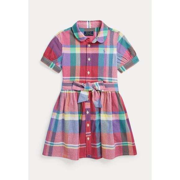 Polo Ralph Lauren Other - Polo Ralph Lauren Girls Madras Plaid Multicolor Fit & Flare Shirt Dress Size 16